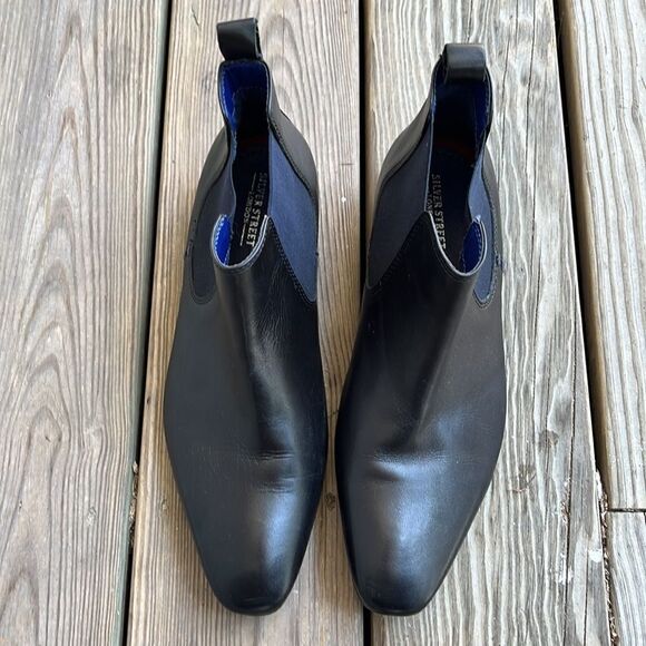 Silver Street London Chelsea unisex black leather slip on  boots - Picture 2 of 5